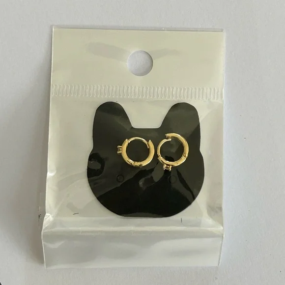 Gold Mini Hoop Earrings - Picture 3 of 3